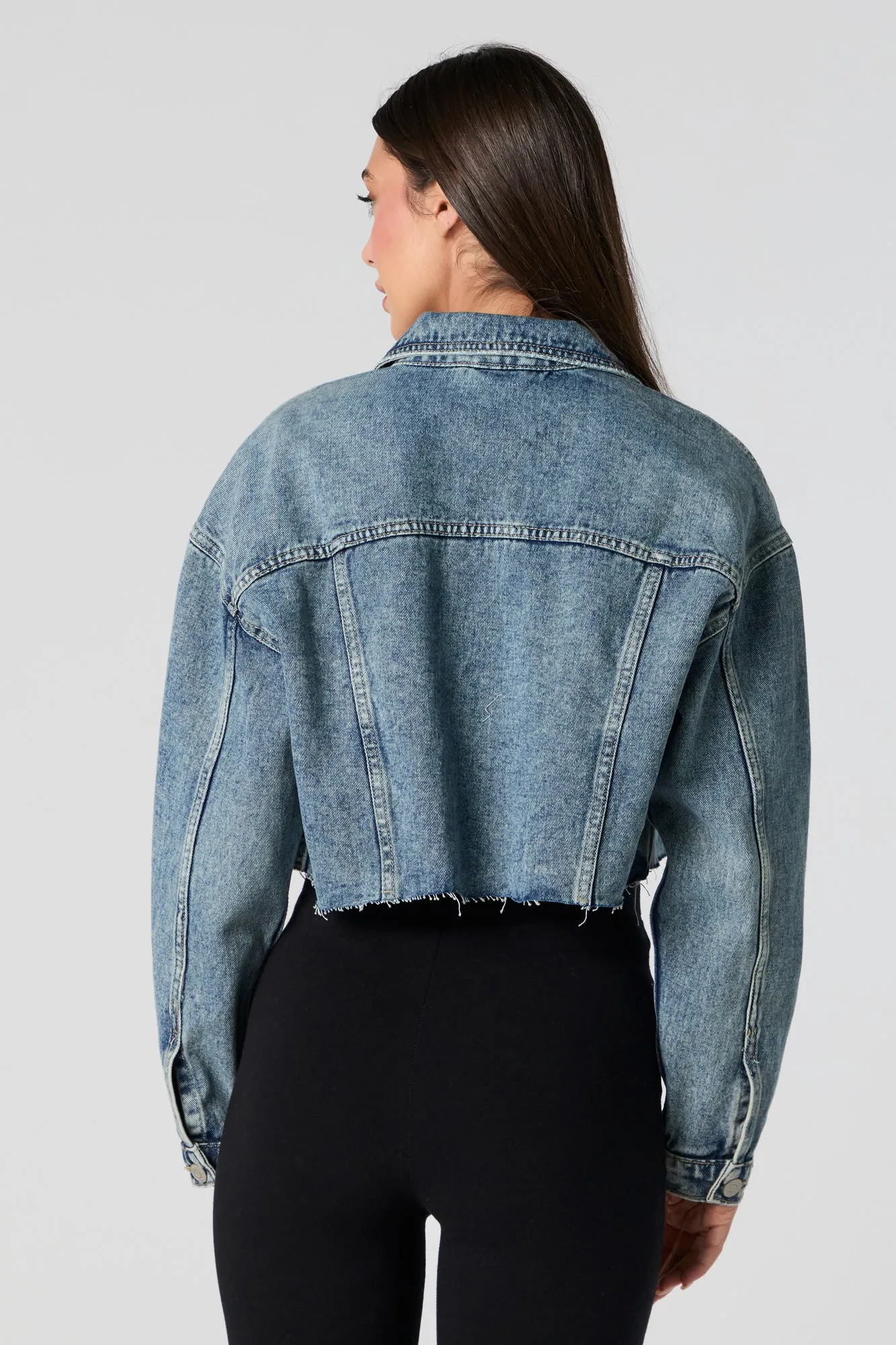 Cropped Denim Jacket sold by Charlotte Russe product image thumbnail 2