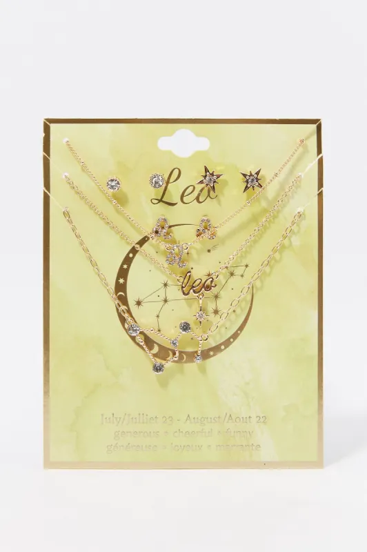 Leo Rhinestone Necklace And Earring Set (6 Pieces) sold by Charlotte Russe