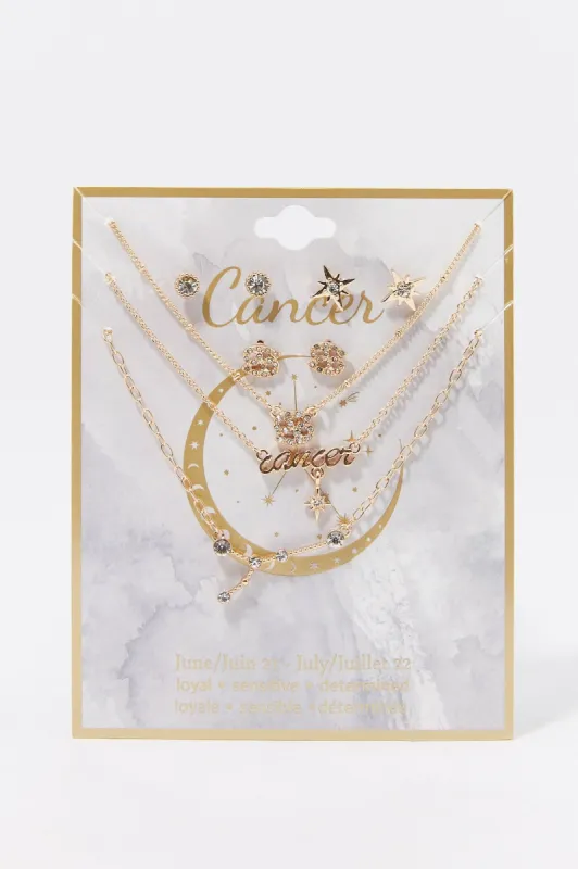 Cancer Rhinestone Necklace And Earring Set (6 Pieces) sold by Charlotte Russe