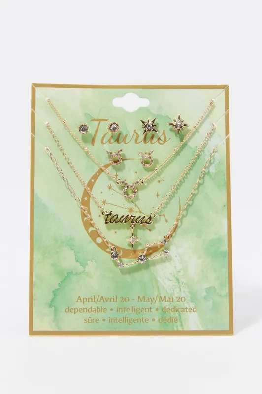 Taurus Rhinestone Necklace And Earring Set (6 Pieces) sold by Charlotte Russe
