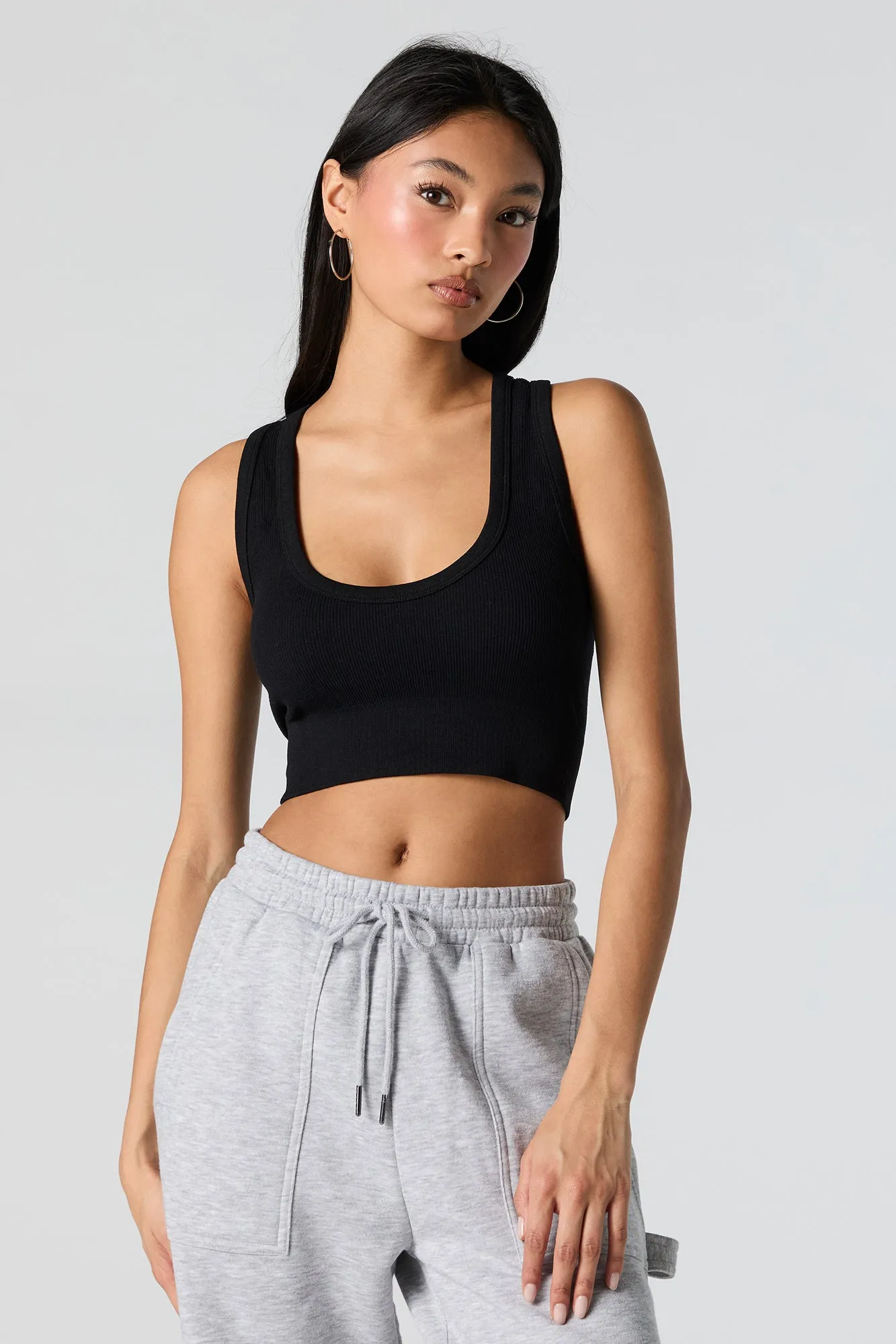 Seamless Ultra Scoop Neck Cropped Tank sold by Charlotte Russe product image thumbnail 4