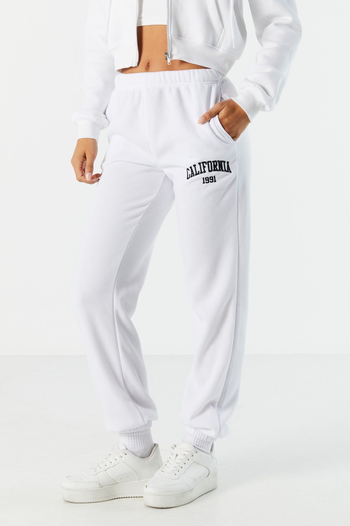 California Embroidered Fleece Jogger sold by Charlotte Russe product image thumbnail 2