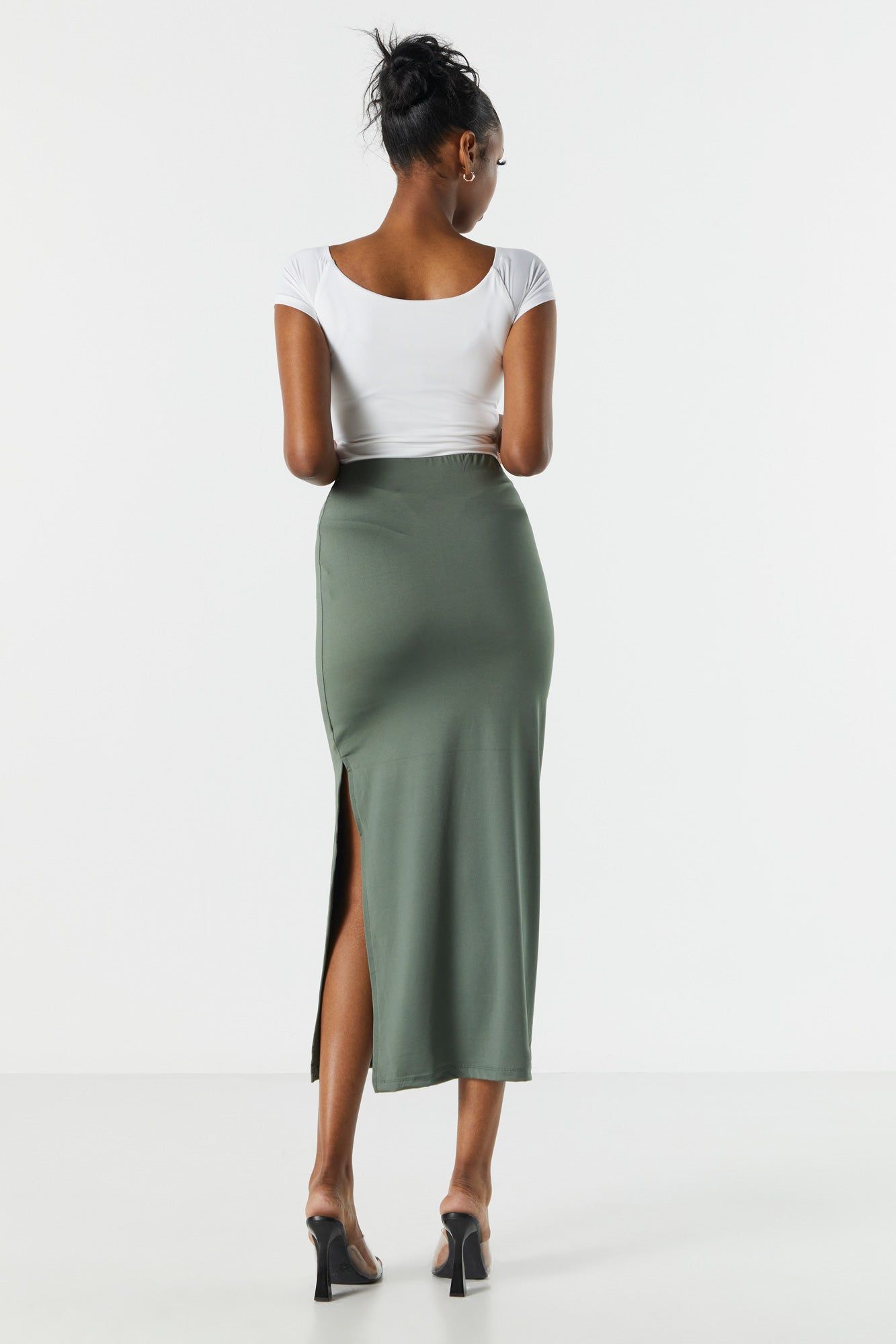 Contour Slit Midi Skirt sold by Charlotte Russe product image thumbnail 5