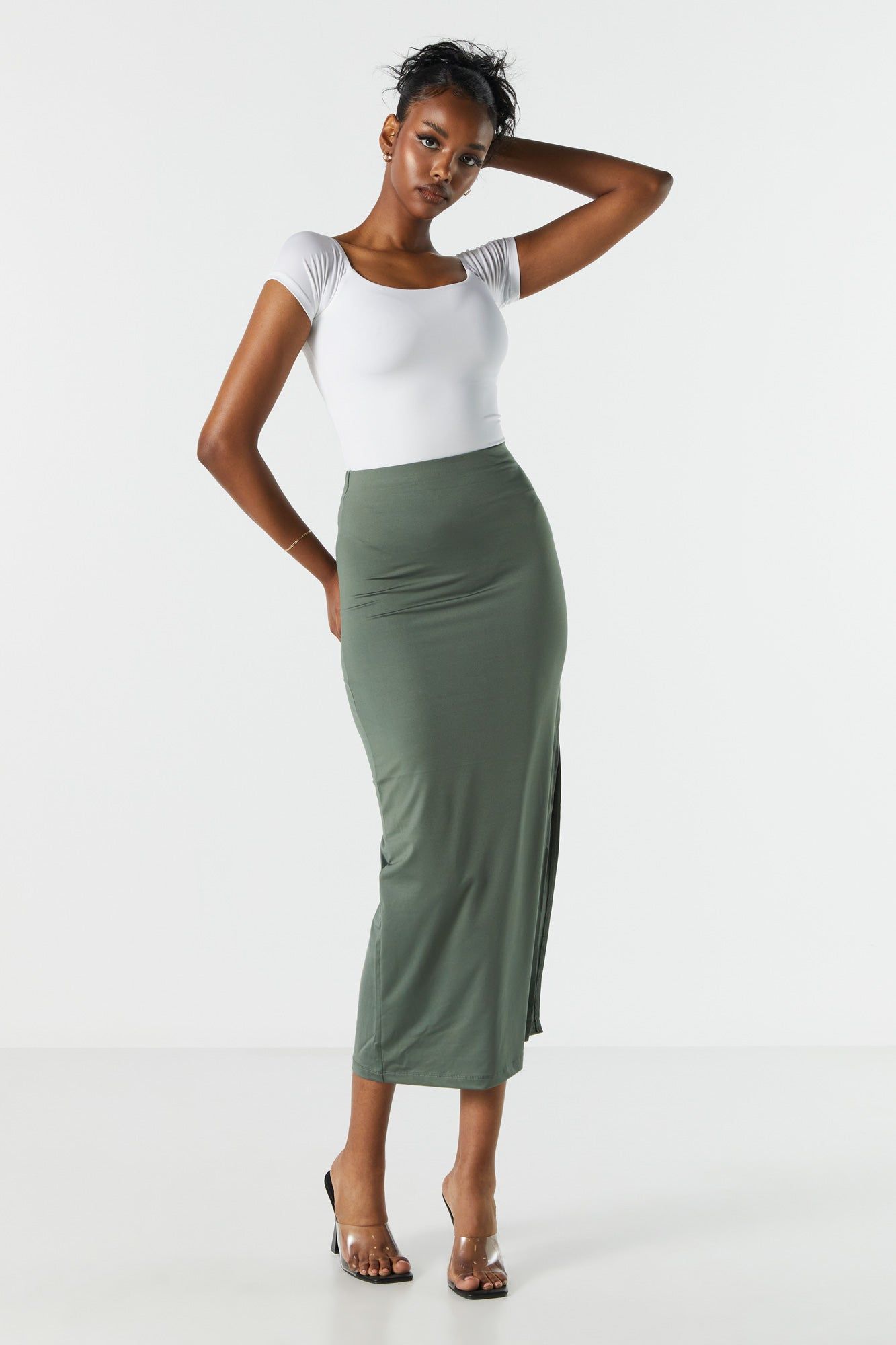 Contour Slit Midi Skirt sold by Charlotte Russe product image thumbnail 4