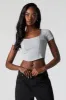 Ribbed Corset Style Cropped T-Shirt sold by Charlotte Russe