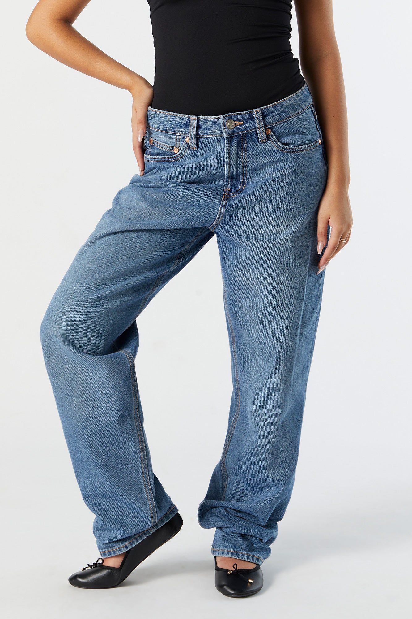 Low Rise Medium Wash Baggy Jean sold by Charlotte Russe product image thumbnail 2