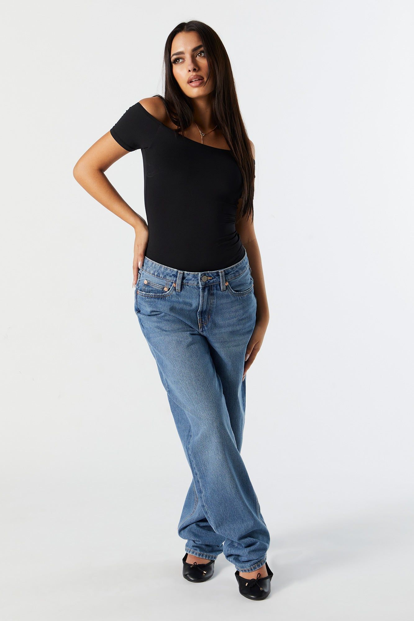 Low Rise Medium Wash Baggy Jean sold by Charlotte Russe
