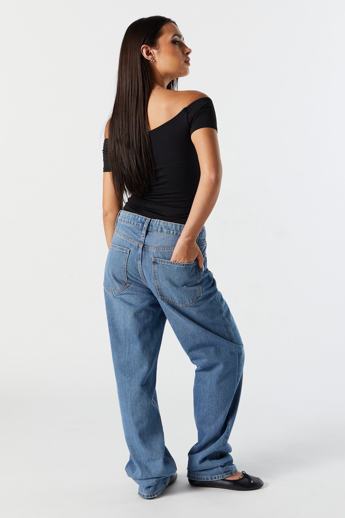 Low Rise Medium Wash Baggy Jean sold by Charlotte Russe product image thumbnail 3