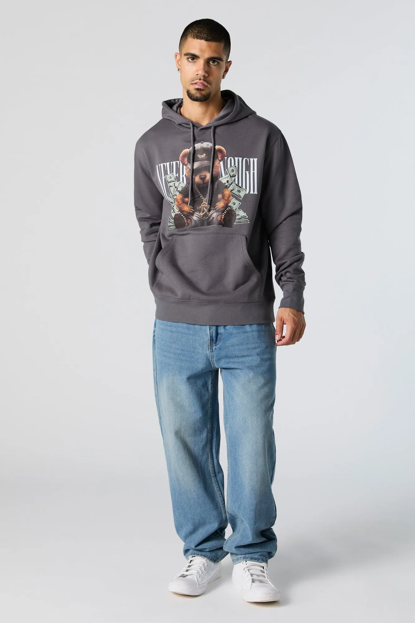 Never Enough Graphic Fleece Hoodie sold by Charlotte Russe product image thumbnail 3