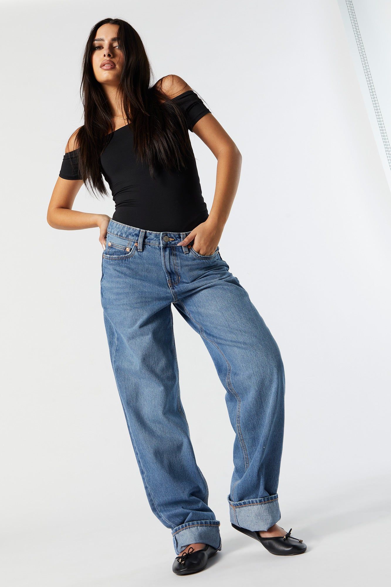 Low Rise Medium Wash Baggy Jean sold by Charlotte Russe product image thumbnail 4