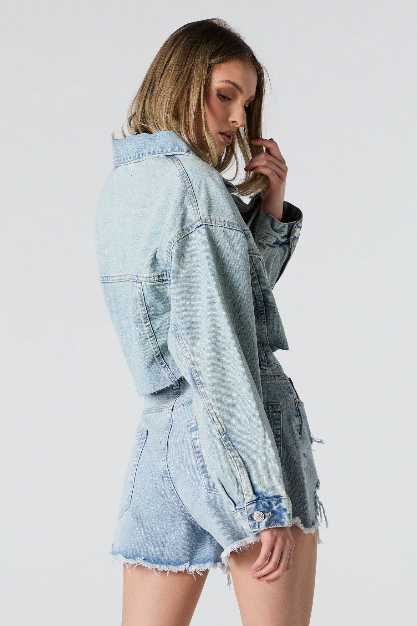 Cropped Denim Jacket sold by Charlotte Russe product image thumbnail 2