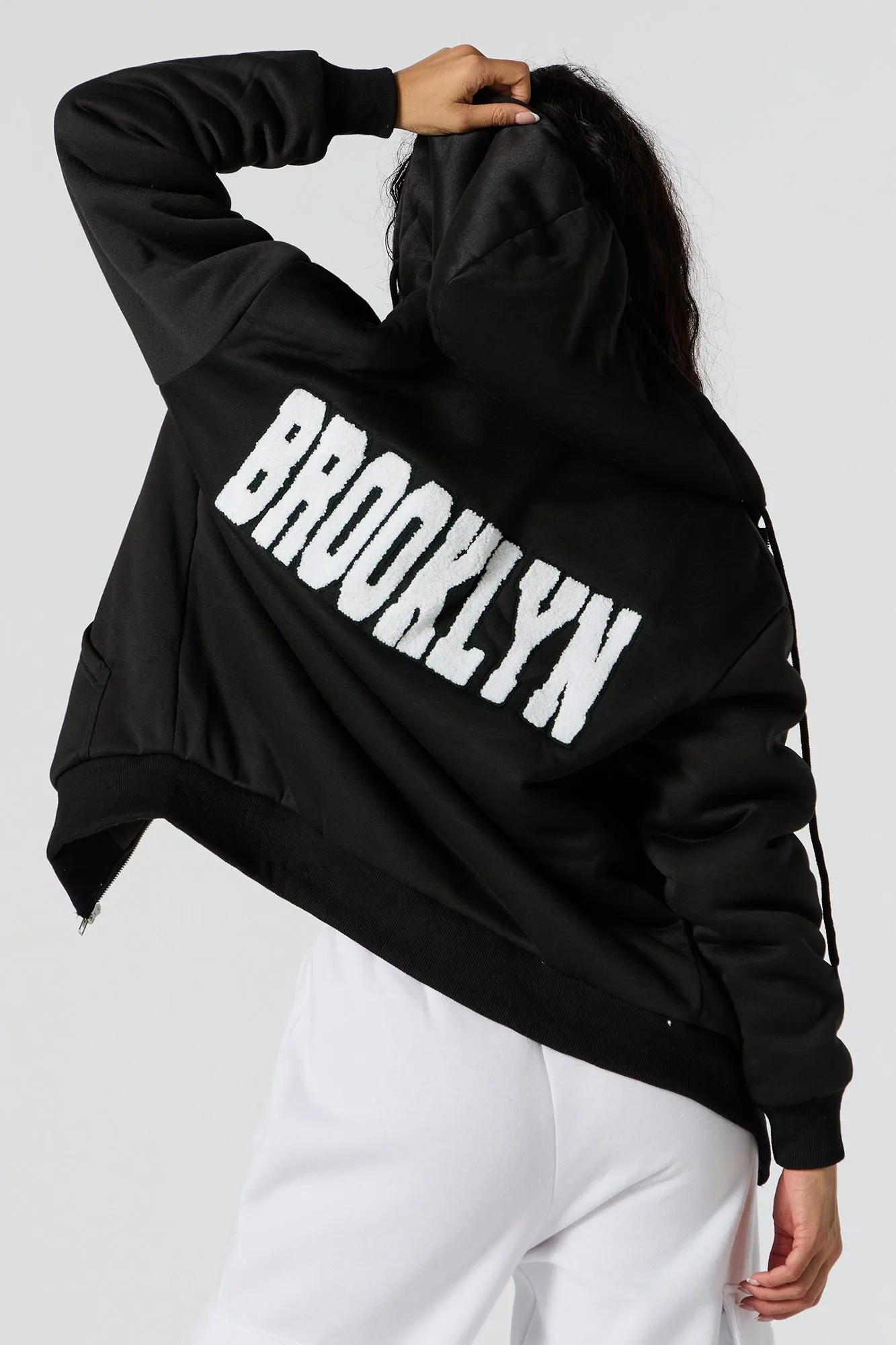 NY Chenille Embroidered Zip-Up Hoodie sold by Charlotte Russe product image thumbnail 2