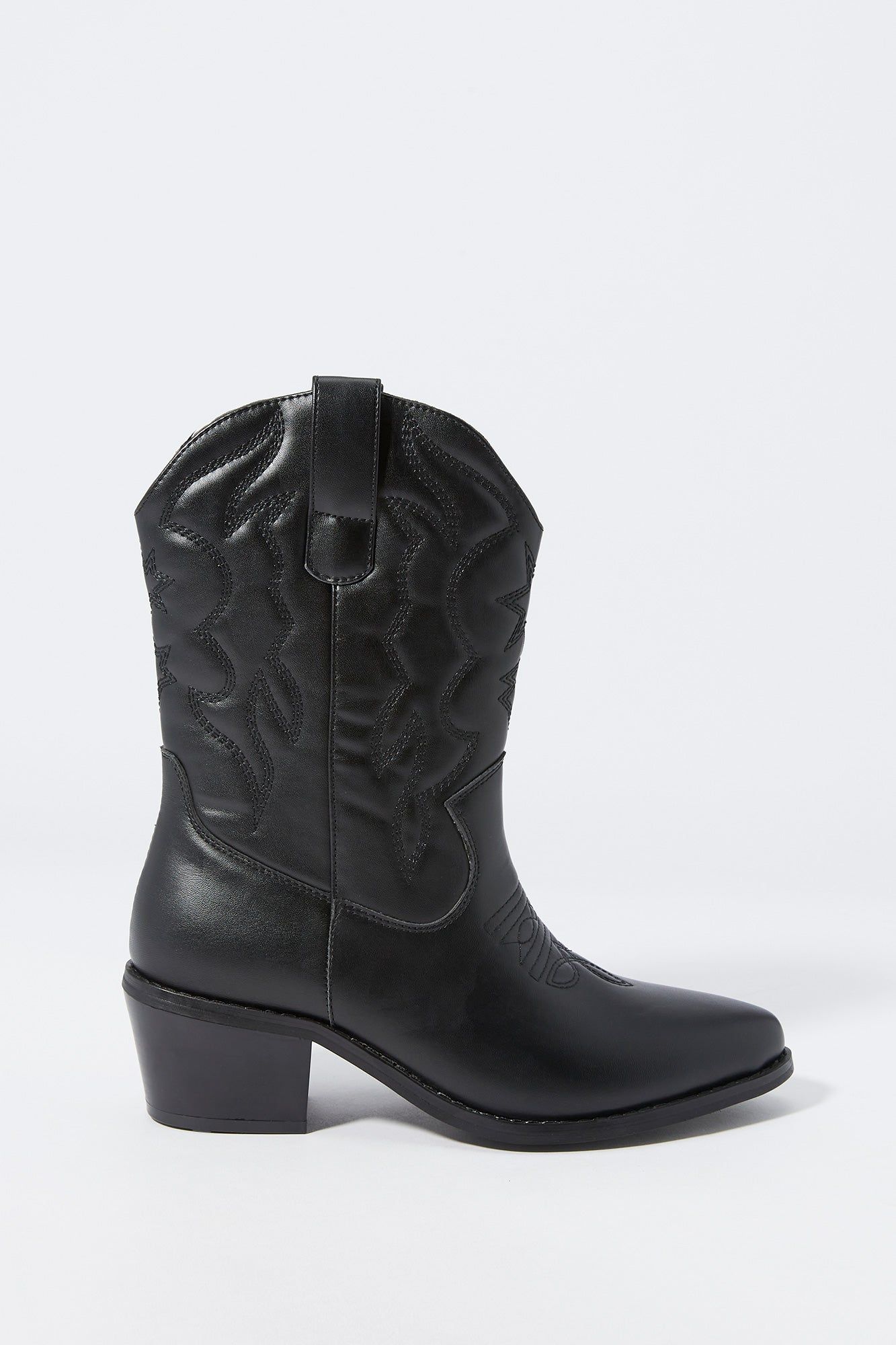 Faux Leather Mid Calf Cowboy Boot sold by Charlotte Russe