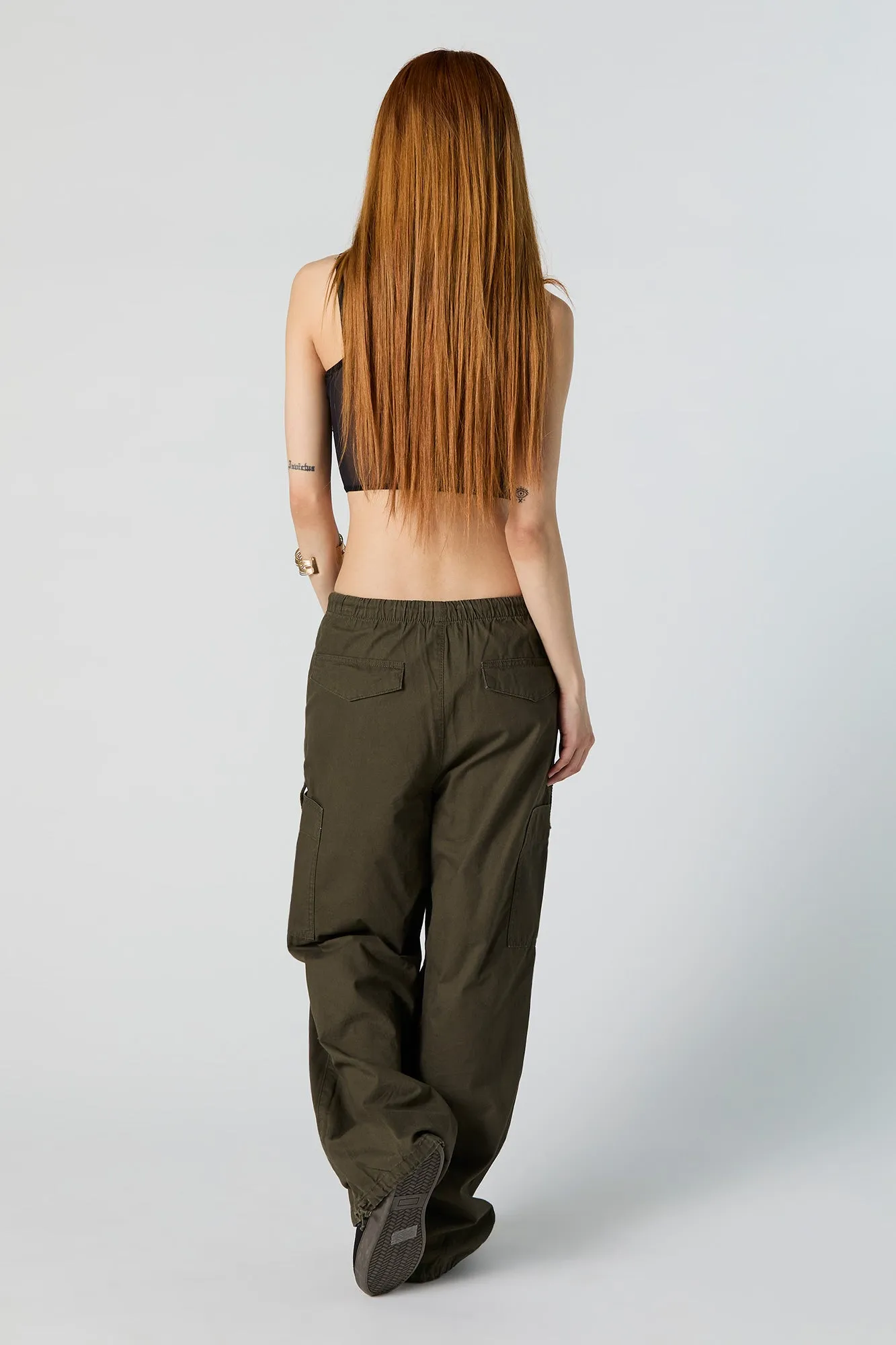 Green Colored Parachute Cargo Pant sold by Charlotte Russe product image thumbnail 3