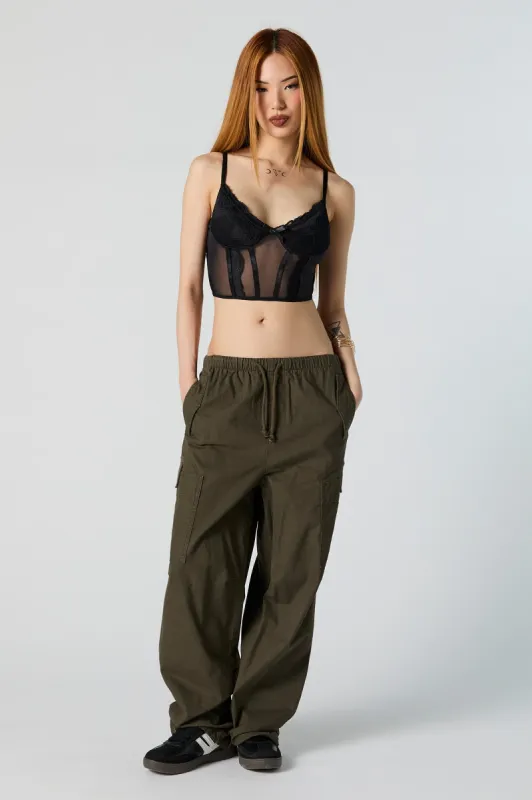 Green Colored Parachute Cargo Pant sold by Charlotte Russe
