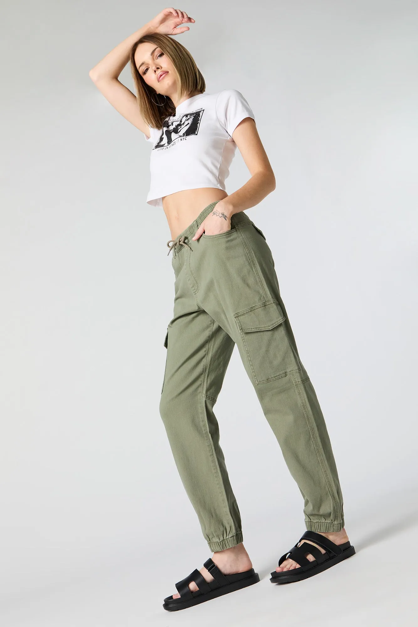 Drawstring Cargo Jogger with Belt Loops sold by Charlotte Russe