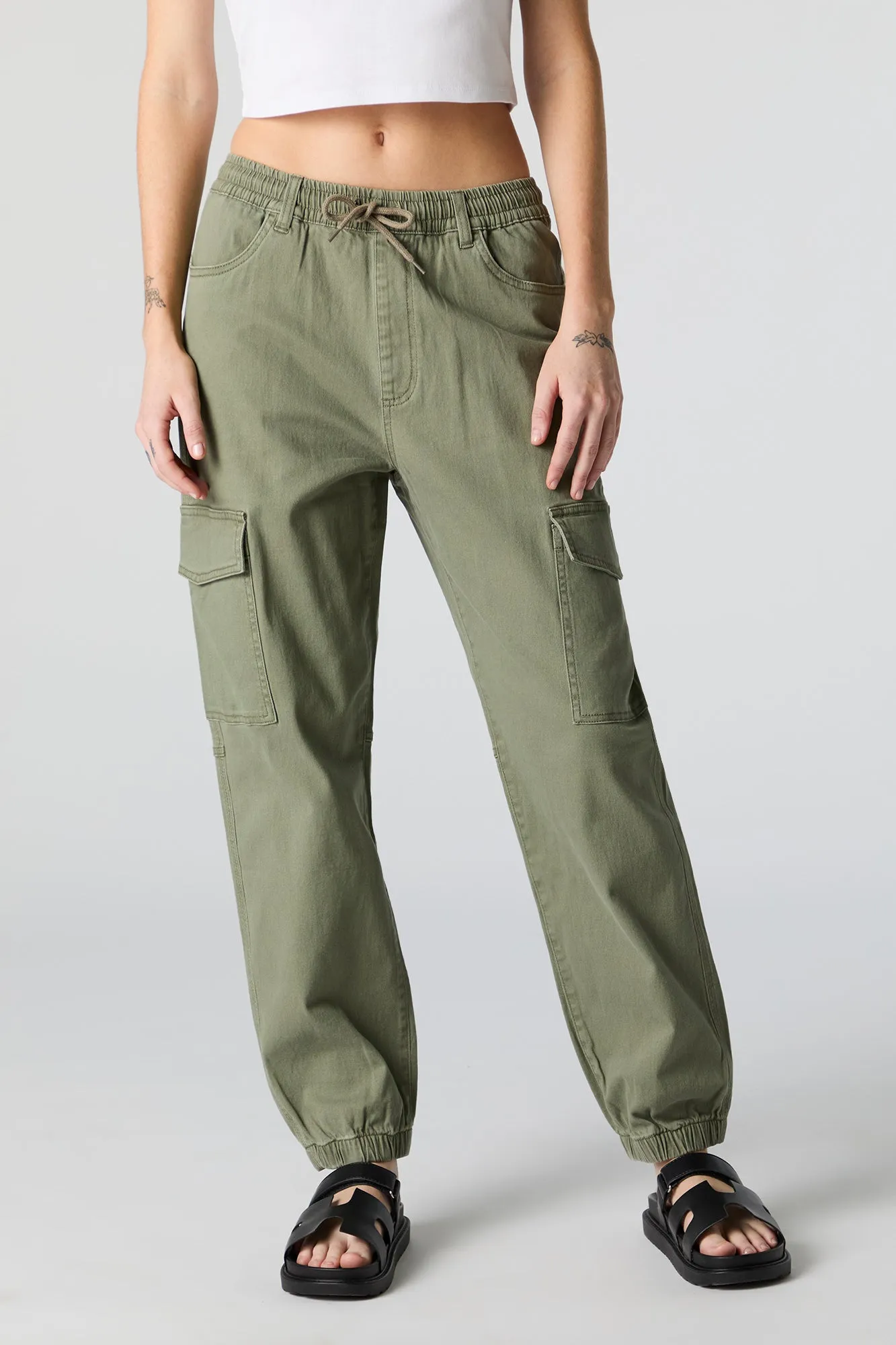 Drawstring Cargo Jogger with Belt Loops sold by Charlotte Russe product image thumbnail 2