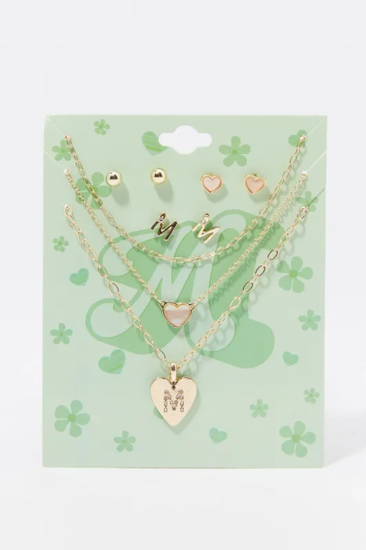 M Initial Heart Necklace and Earring Set (6 Piece) sold by Charlotte Russe
