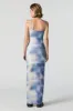 Blue Printed Mesh Sleeveless Maxi Dress sold by Charlotte Russe