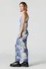 Blue Printed Mesh Sleeveless Maxi Dress sold by Charlotte Russe