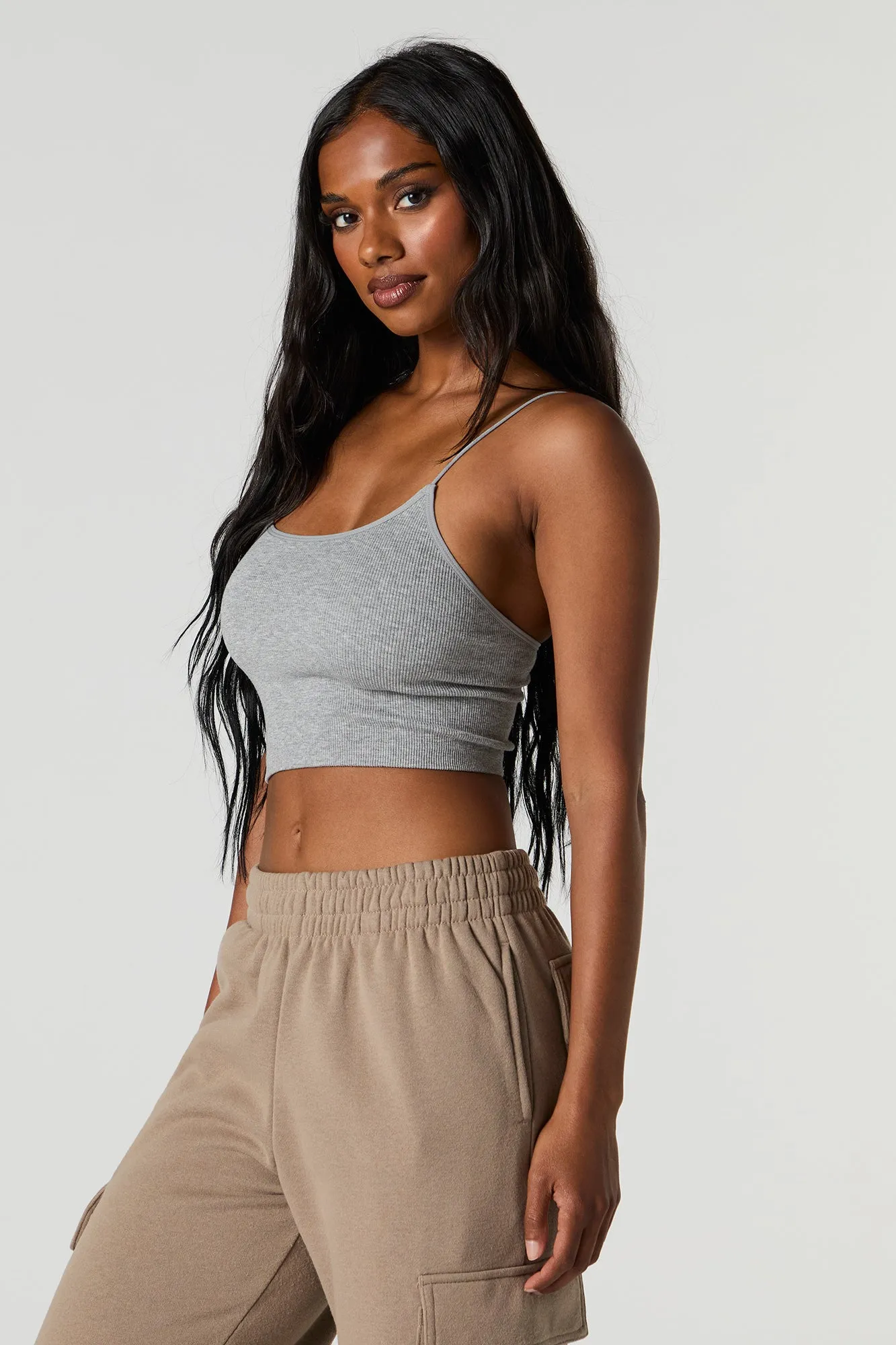 Seamless Ribbed Cropped Bungee Cami sold by Charlotte Russe product image thumbnail 5