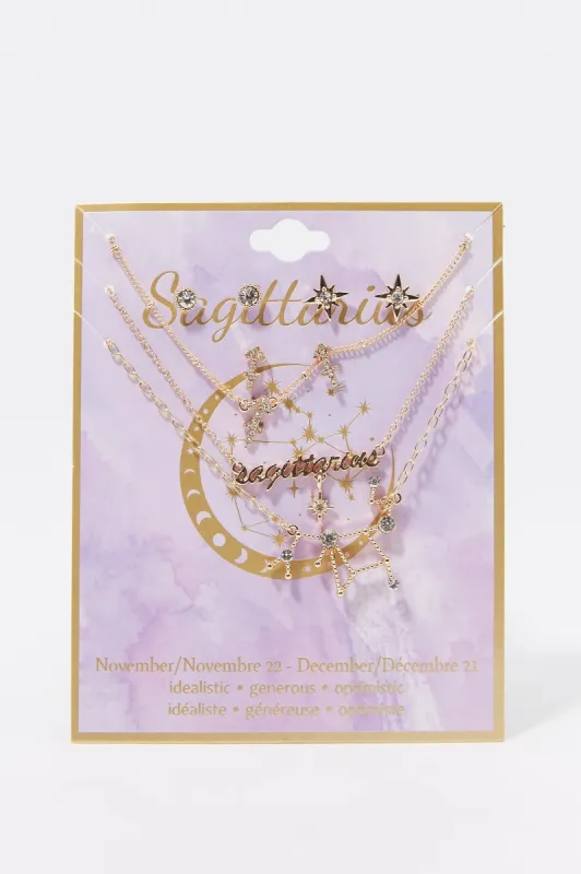 Sagittarius Rhinestone Necklace And Earring Set (6 Pieces) sold by Charlotte Russe