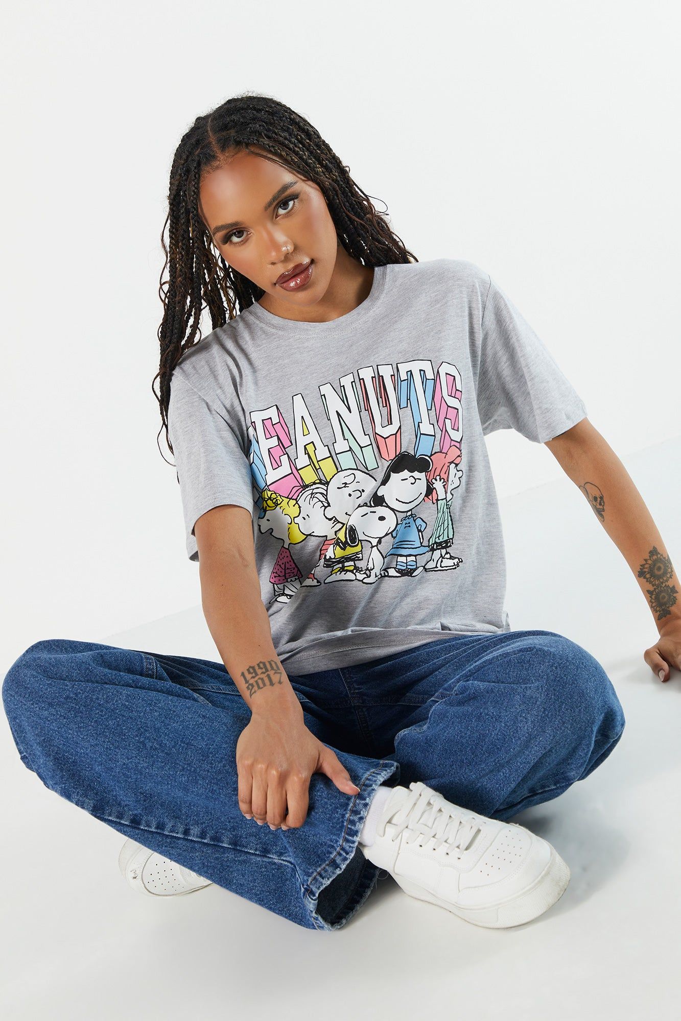 Grey Peanuts Graphic Boyfriend T-Shirt sold by Charlotte Russe product image thumbnail 2