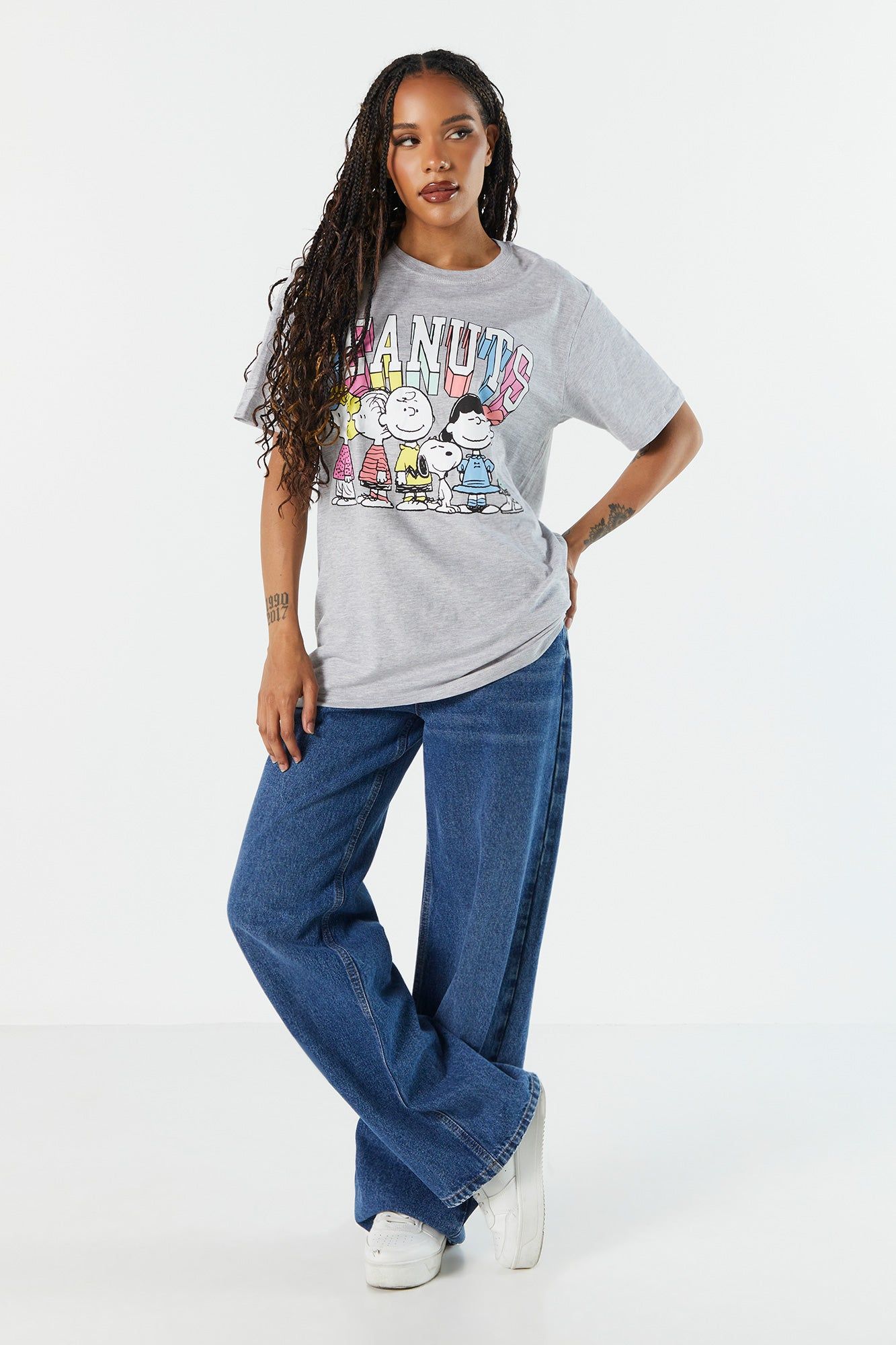Grey Peanuts Graphic Boyfriend T-Shirt sold by Charlotte Russe product image thumbnail 4