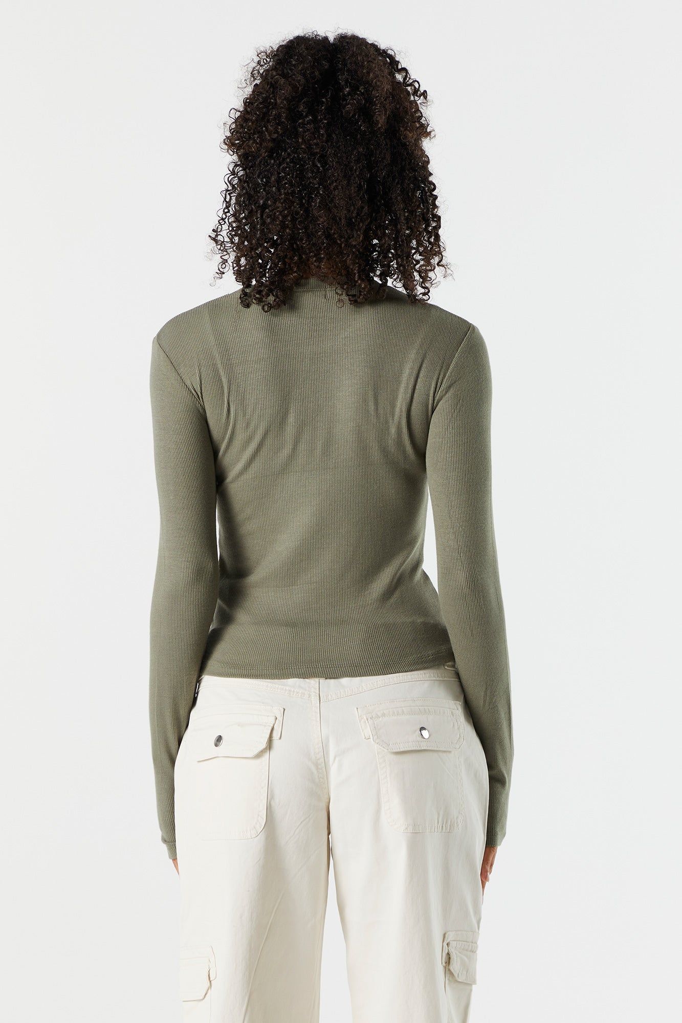 Ribbed Crewneck Long Sleeve Skimmer Top sold by Charlotte Russe product image thumbnail 2