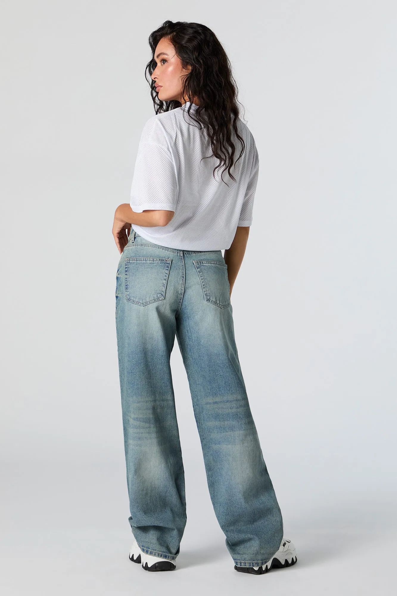 Vintage Medium Wash 90s High Rise Wide Leg Jean sold by Charlotte Russe product image thumbnail 3