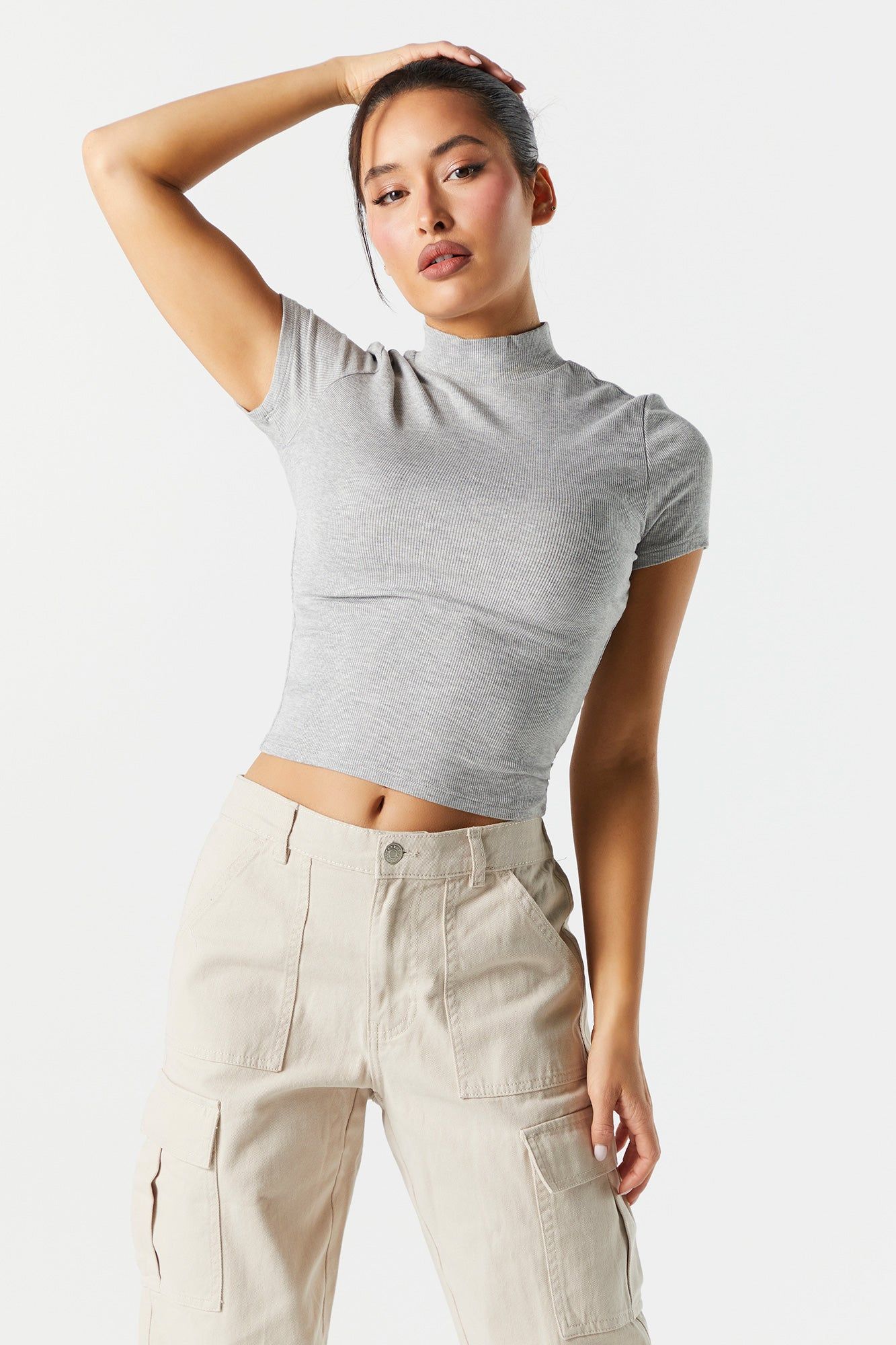 Ribbed Mock Neck Skimmer Top sold by Charlotte Russe product image thumbnail 4
