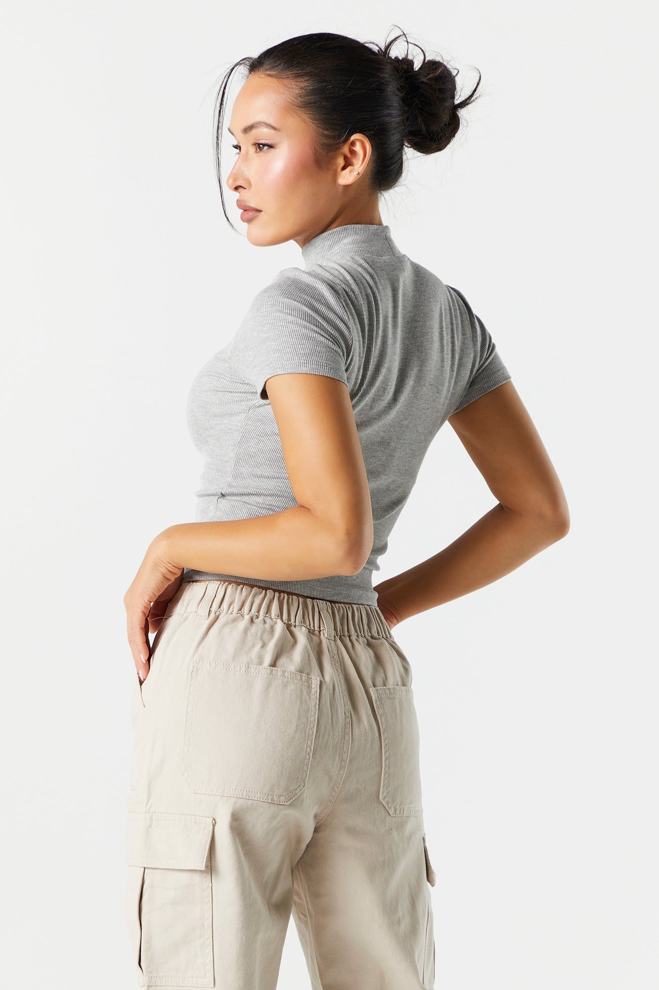 Ribbed Mock Neck Skimmer Top sold by Charlotte Russe product image thumbnail 5