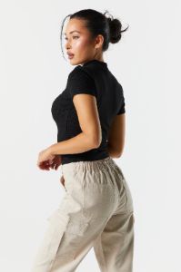Ribbed Mock Neck Skimmer Top sold by Charlotte Russe
