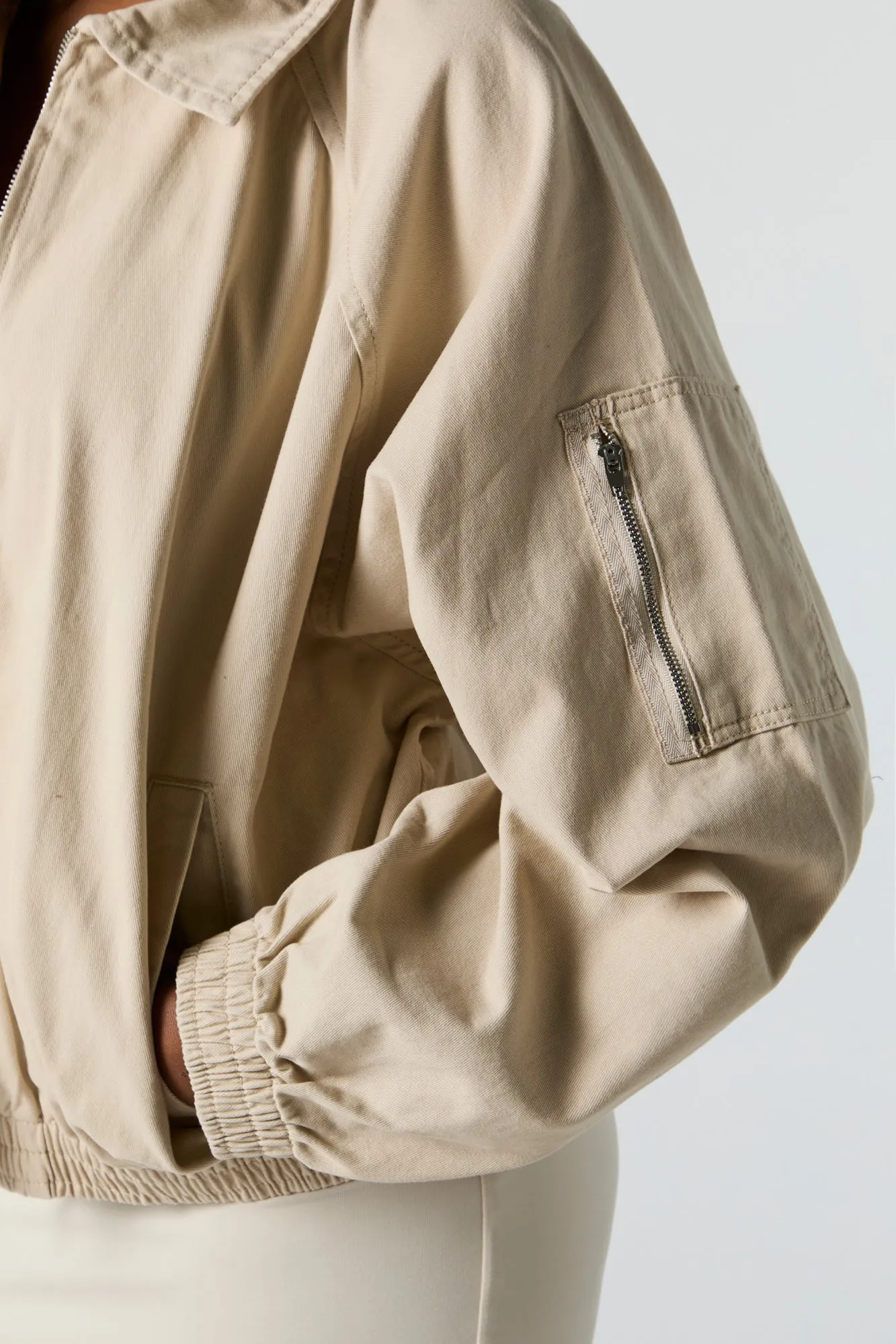 Zip-Up Collared Bomber Jacket sold by Charlotte Russe product image thumbnail 4