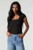 Contour Ribbed Square Neck Short Sleeve Bodysuit sold by Charlotte Russe