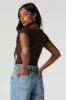 Contour Ribbed Square Neck Short Sleeve Bodysuit sold by Charlotte Russe