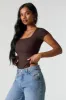 Contour Ribbed Square Neck Short Sleeve Bodysuit sold by Charlotte Russe