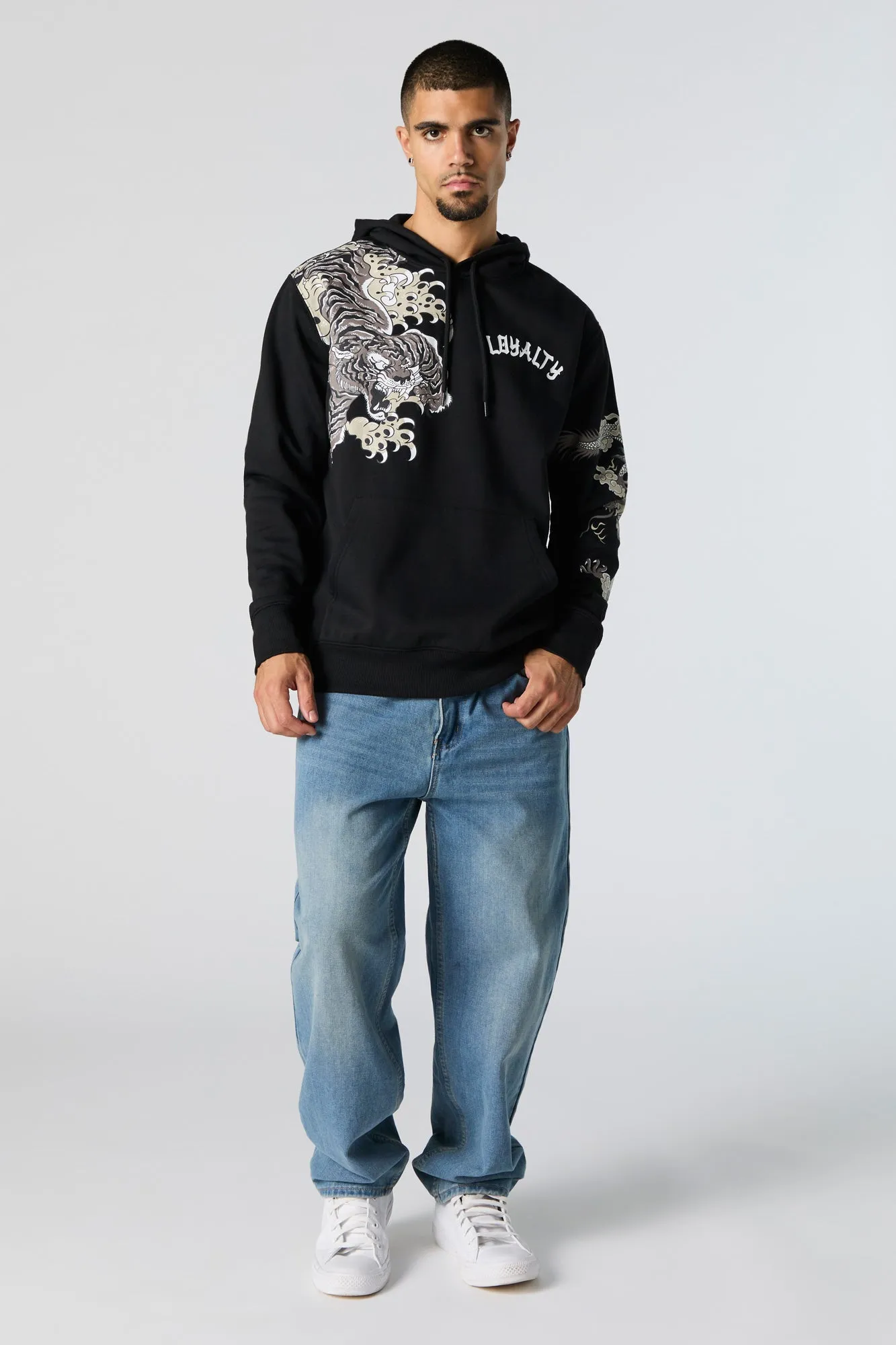 Tiger Graphic Fleece Hoodie sold by Charlotte Russe product image thumbnail 3