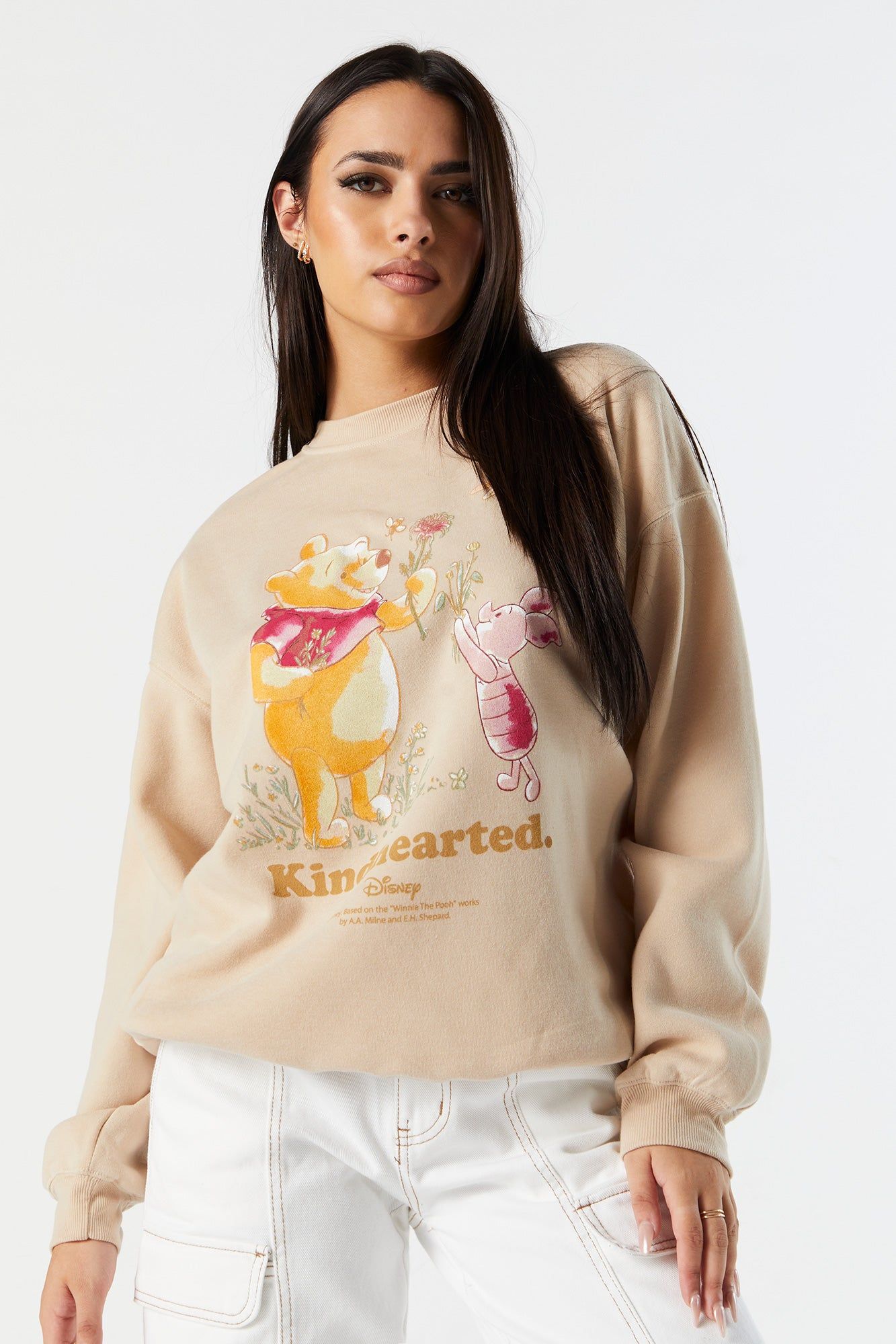 Winnie and Piglet Graphic Fleece Sweatshirt sold by Charlotte Russe