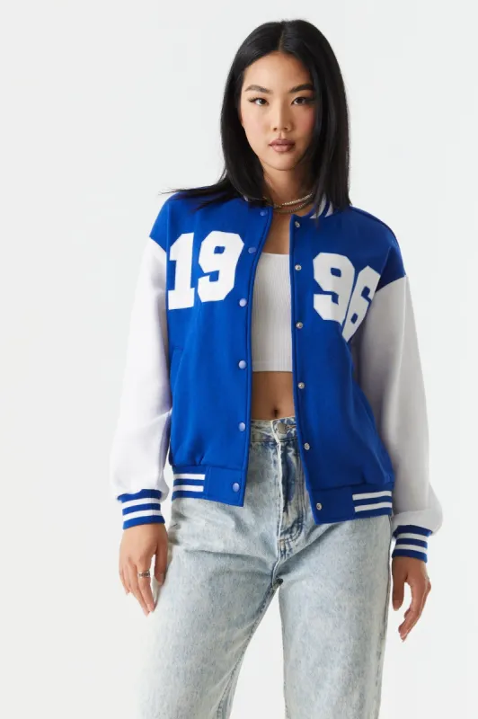 1996 Graphic Oversized Varsity Jacket sold by Charlotte Russe