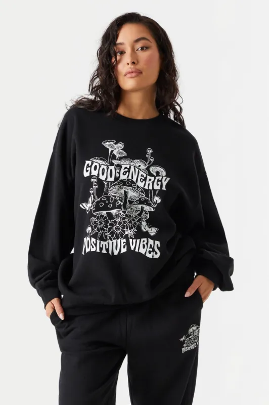 Good Energy Graphic Boyfriend Sweatshirt sold by Charlotte Russe