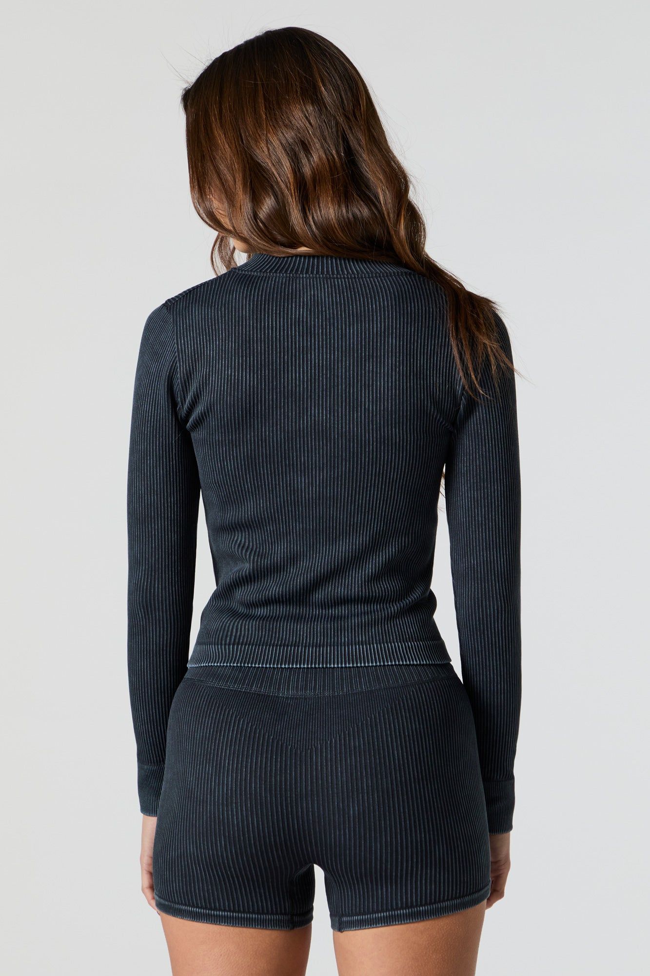 Sommer Ray Washed Seamless Ribbed Zip-Up Top sold by Charlotte Russe product image thumbnail 2