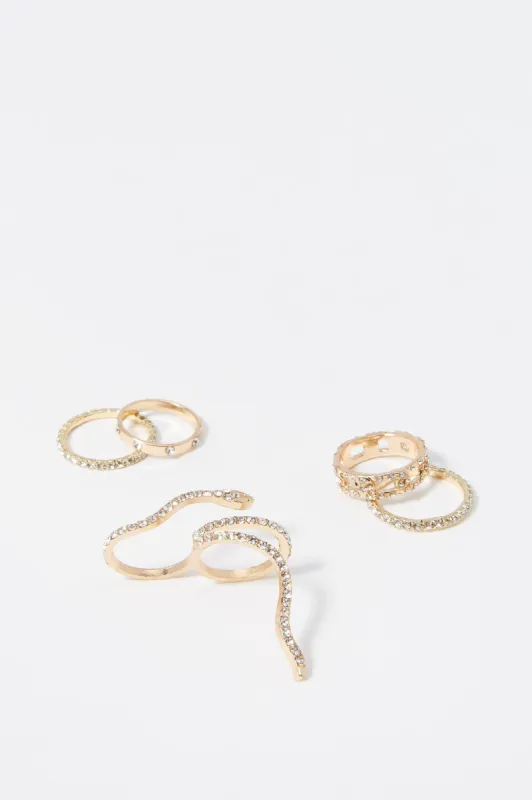 Assorted Rhinestone Snake Ring Set (5 Pack) sold by Charlotte Russe