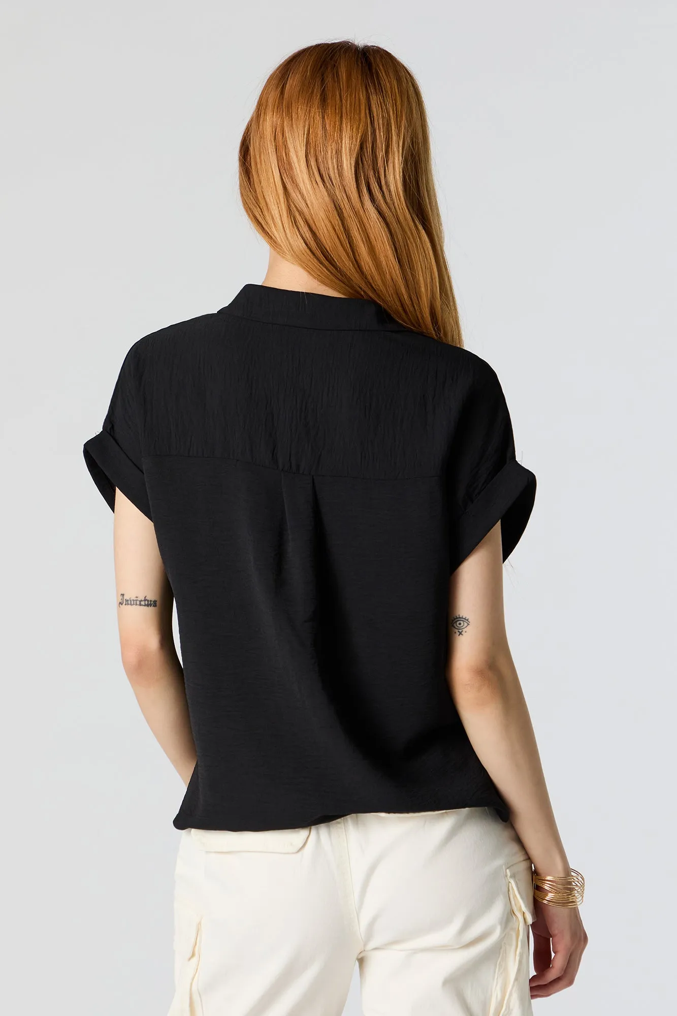 Button-Up Short Sleeve Top sold by Charlotte Russe product image thumbnail 5