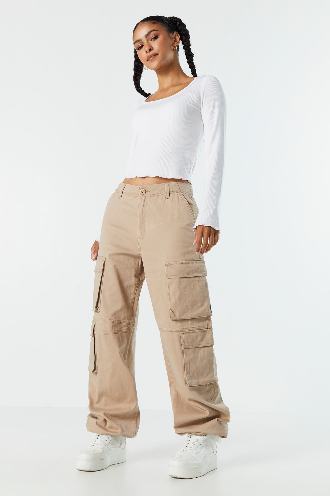 Multi Pocket Cargo Parachute Pant sold by Charlotte Russe