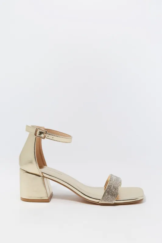 Metallic Ankle Strap High Heel sold by Charlotte Russe