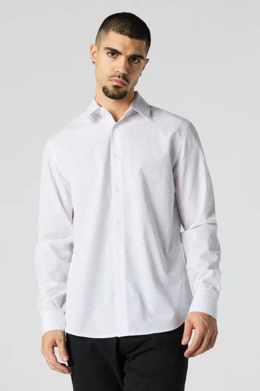 Micro Dot Button-Up Dress Shirt sold by Charlotte Russe