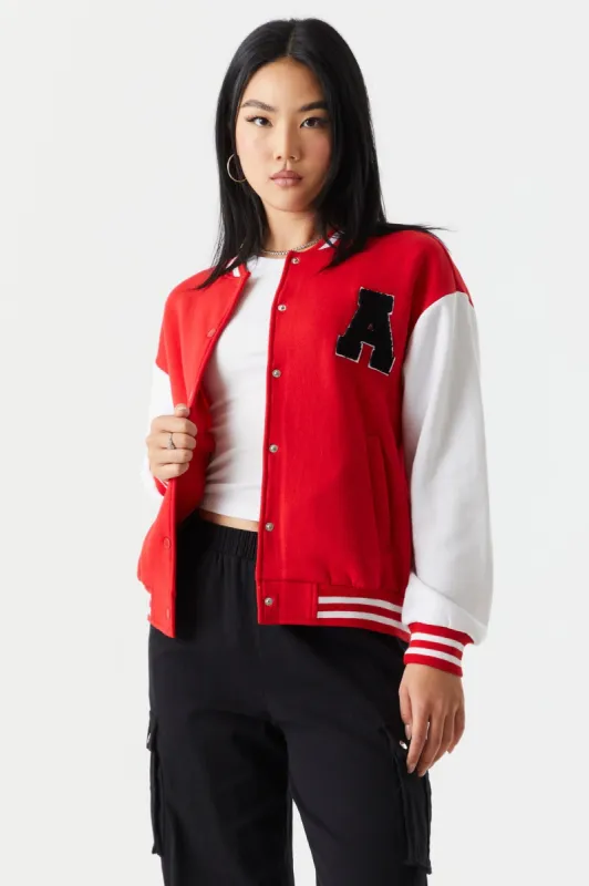 Athletics Graphic Oversized Varsity Jacket sold by Charlotte Russe