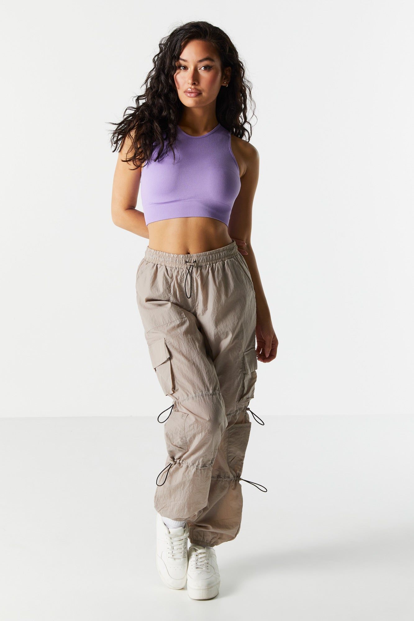 Seamless High-Neck Ribbed Crop Tank sold by Charlotte Russe product image thumbnail 3