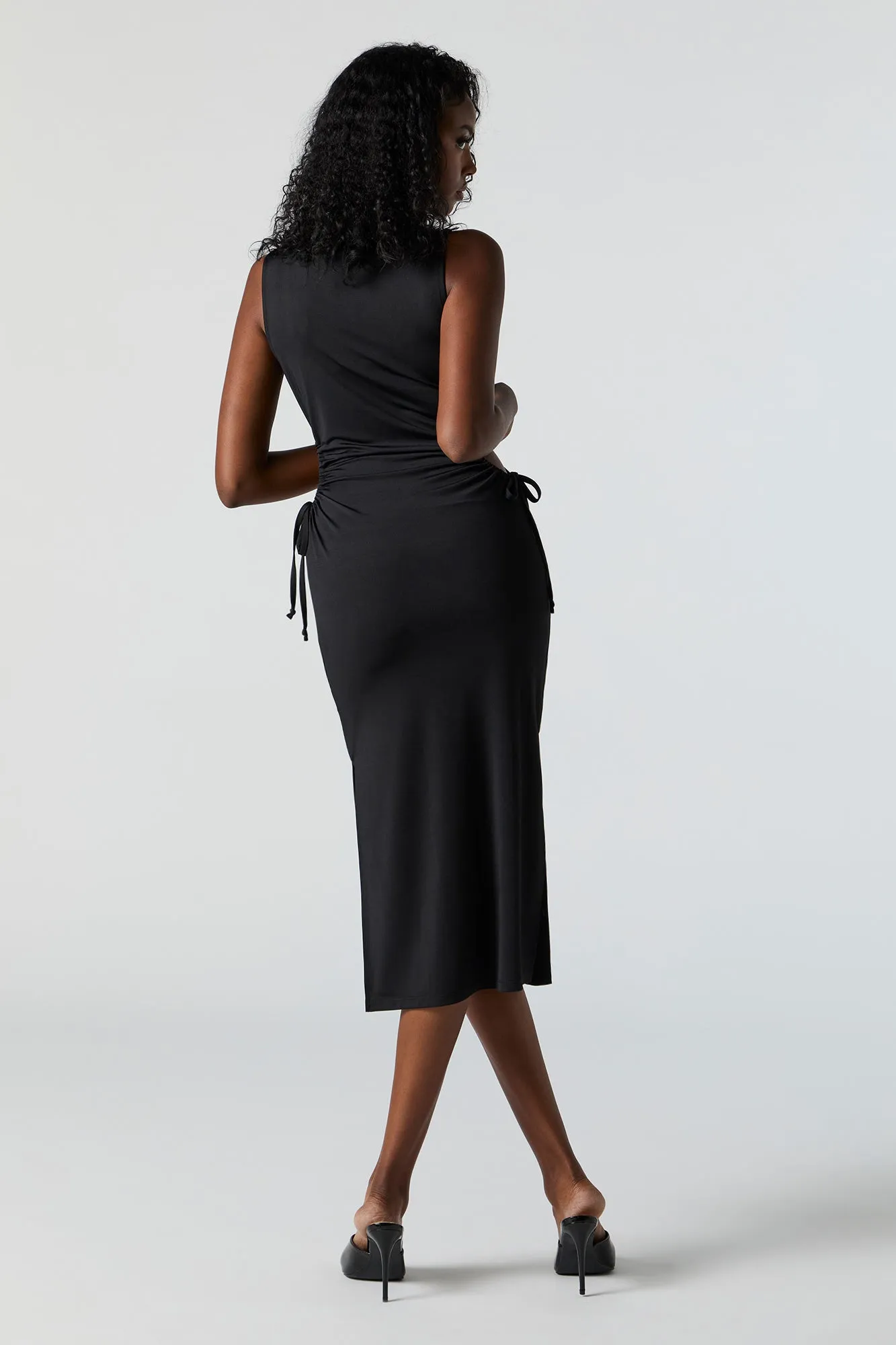 Keyhole Drawstring Side Midi Dress sold by Charlotte Russe product image thumbnail 3